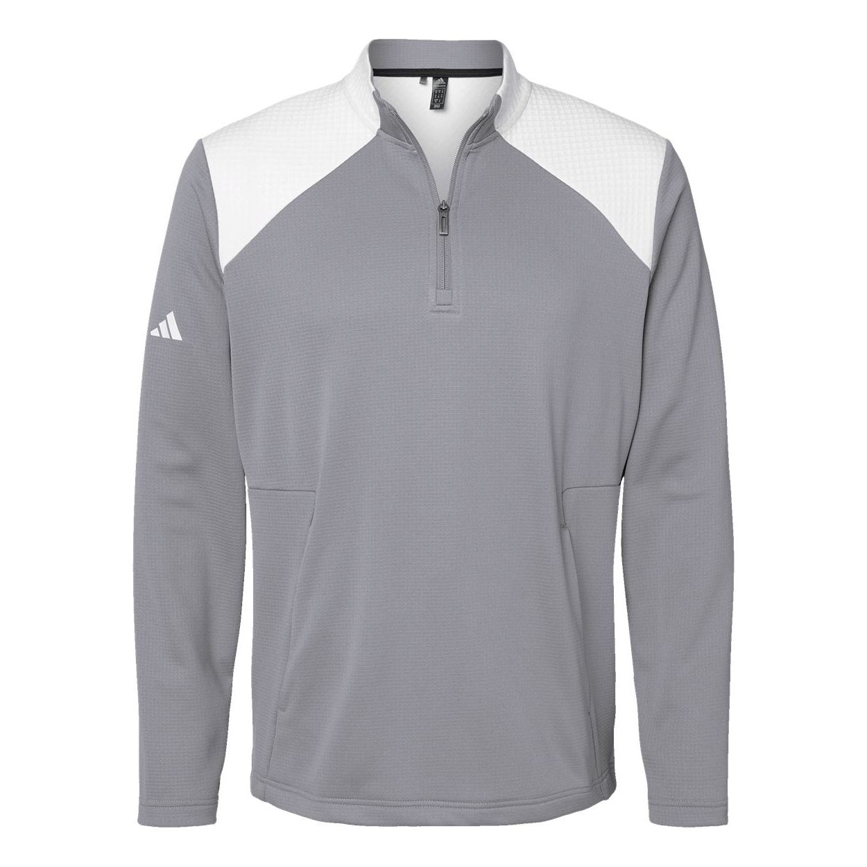 Adidas Textured Mixed Media Quarter-Zip Pullover