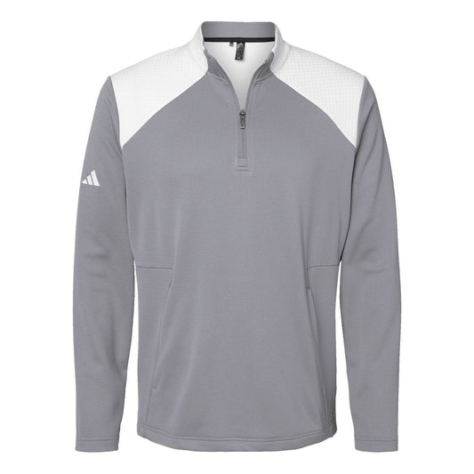 Adidas Textured Mixed Media Quarter-Zip Pullover